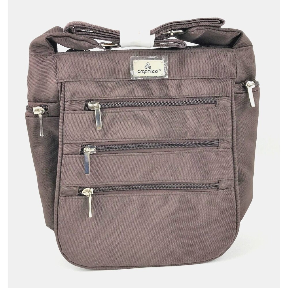 Organizzi Crossbody Daybag Travel RFID Zipper Organization Handbag Bag Purse BRN